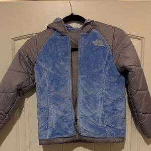 Girls The North Face Blue and Gray Reversible Jacket